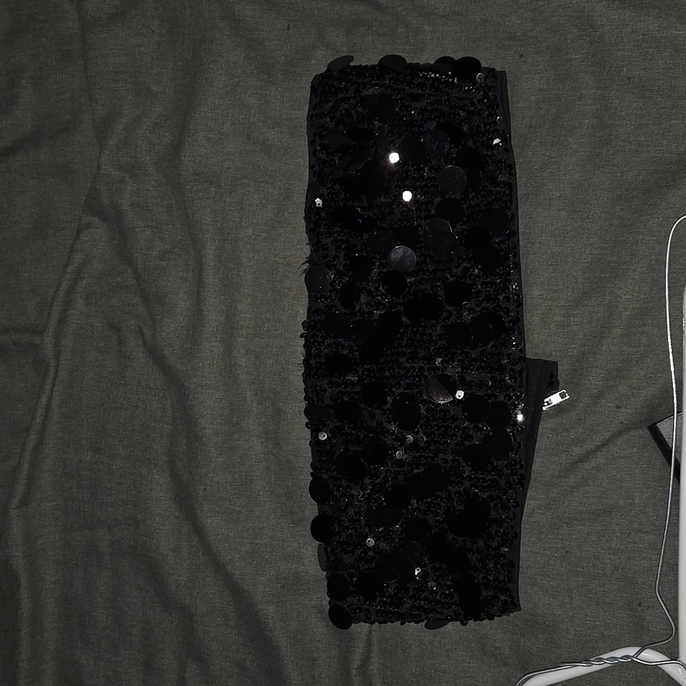 SHEIN Black Sequin Tube Top